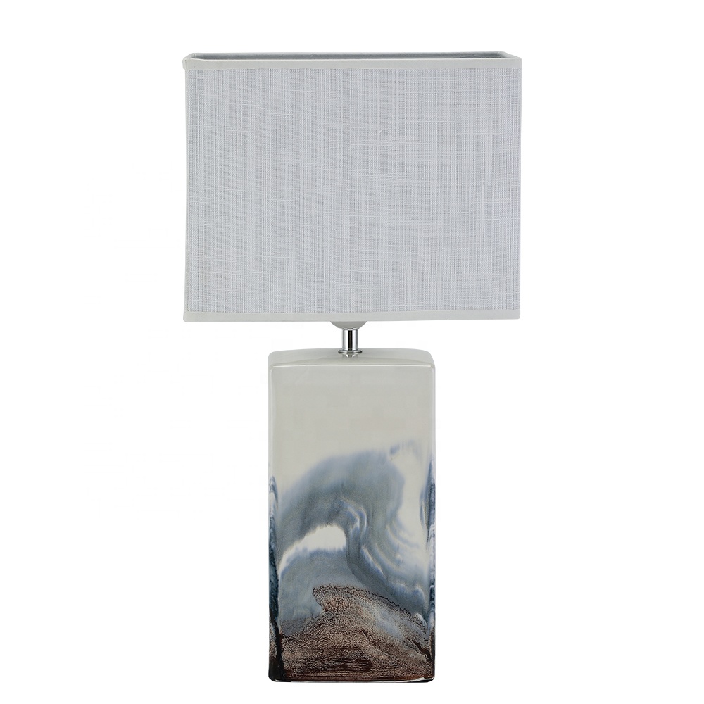 weltalk-Квадратная керамическая настольная лампа с современной росписью, креативная прямоугольная керамическая настольная лампа с основанием, роспись глазурью