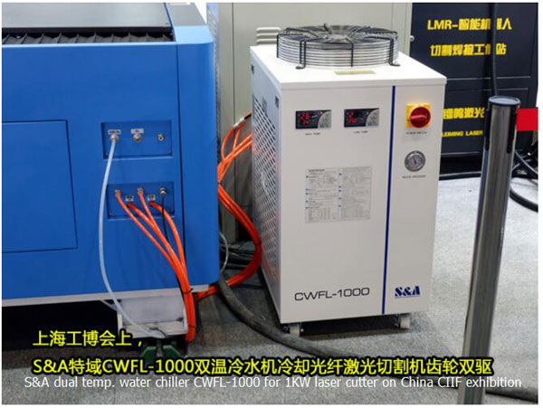 dual temp water chiller CWFL-1000 for 1KW laser cutter on China CIIF exhibition
