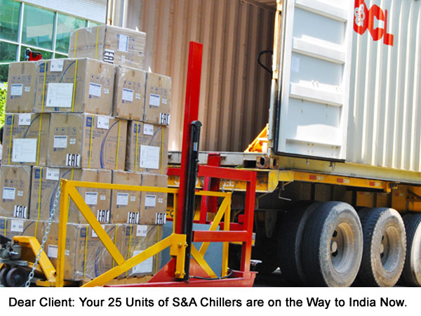 chiller delivery to India