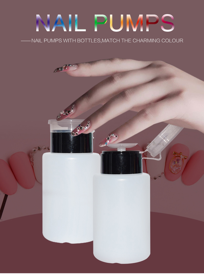 150ml Black Cosmetic Plastic Nail Polish Remover Pump Dispenser Bottle