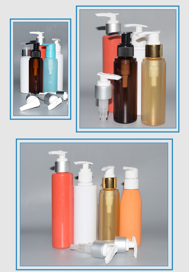 Different kinds of silvery dispenser empty bottles lotion pump
