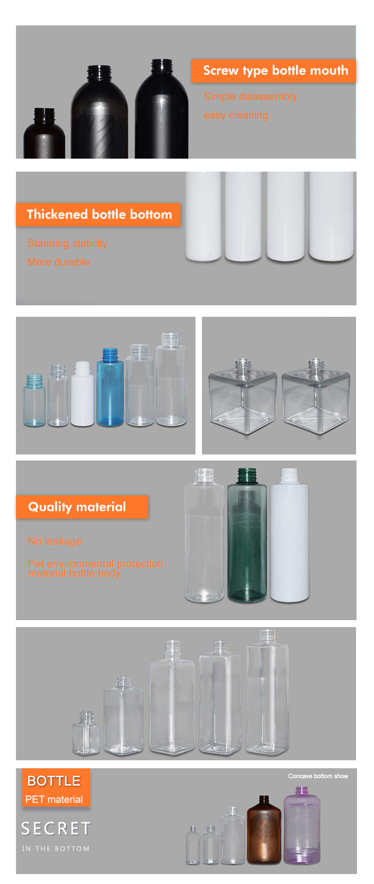 24/410 Transparent Clear 250ml Pet Plastic Bottle