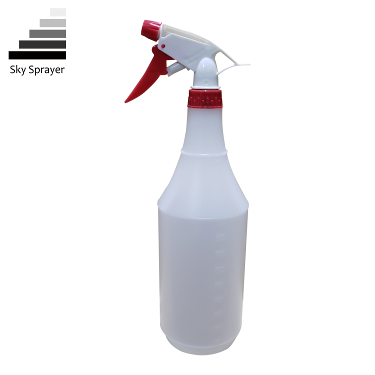 Customized 1L White PE Empty Plastic Bottles With Sprayer Trigger