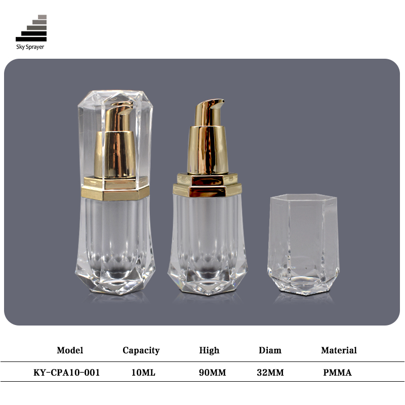 10ml  Empty Refillable Clear Facial Cleanser Pump Bottles Containers For Cosmetics
