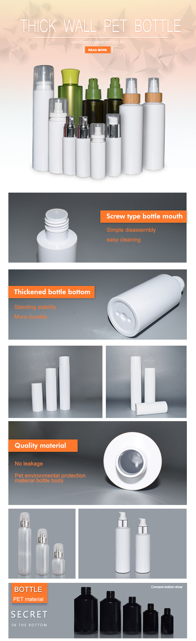 White thick plastic bottles packaging wholesale