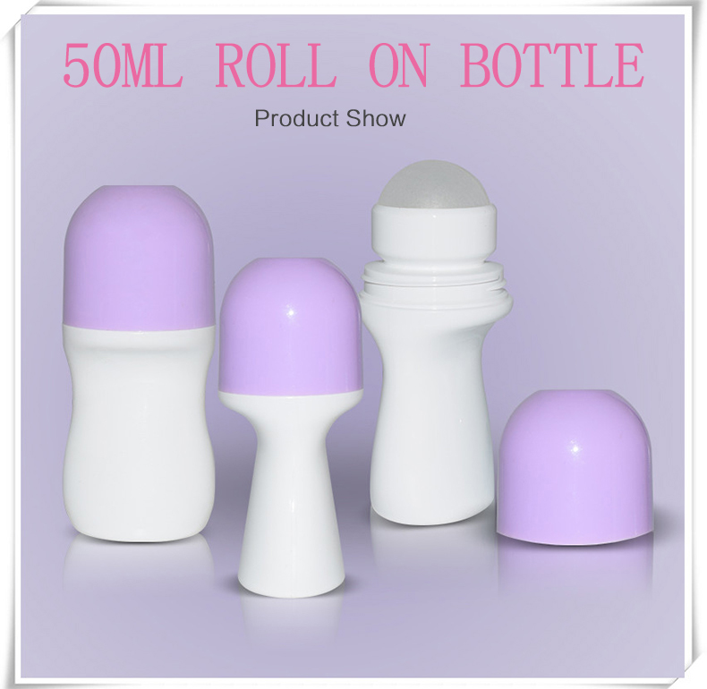 Hot sale cosmetic plastic PP 50ml deodorant roll on bottle