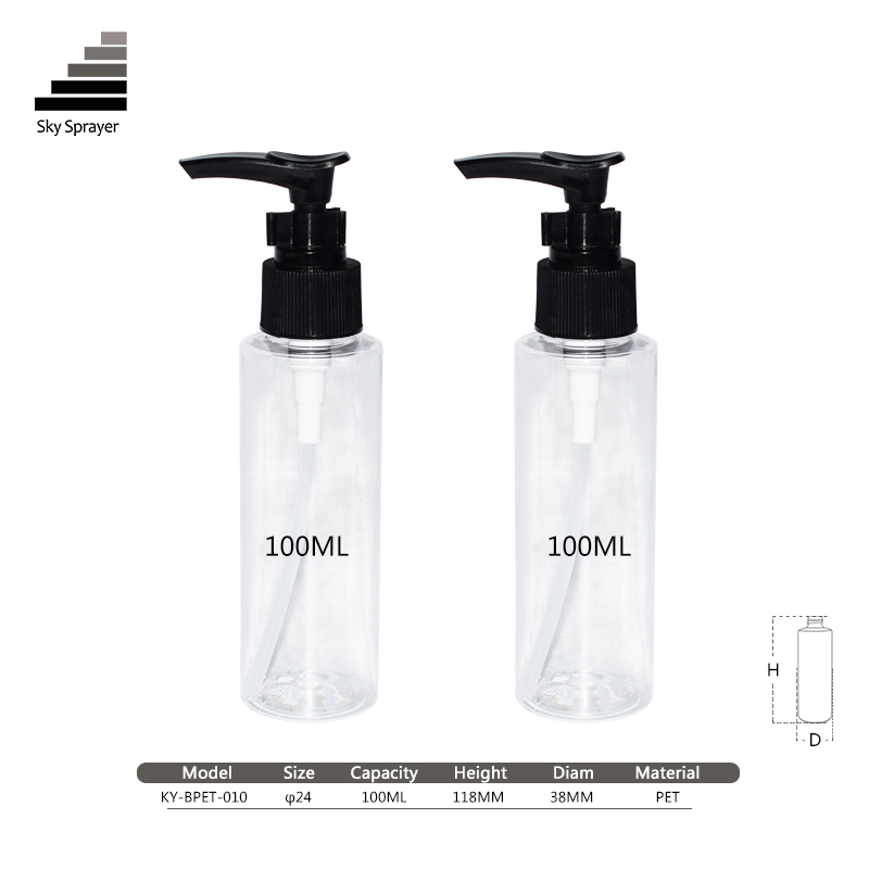 24/410 PET Plastic 100ML Cosmetic Travel Pump Bottle