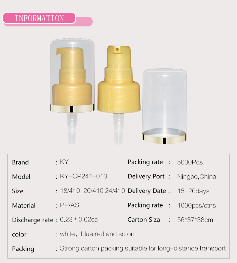 PP Plastic cream soap liquid lotion pump dispenser