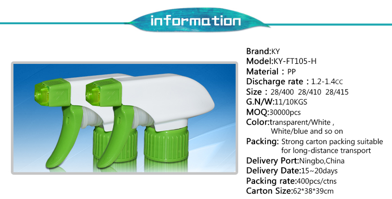 Factory Sell Green 28/410 Lotion Pp Plastic Trigger Sprayer For Bottle