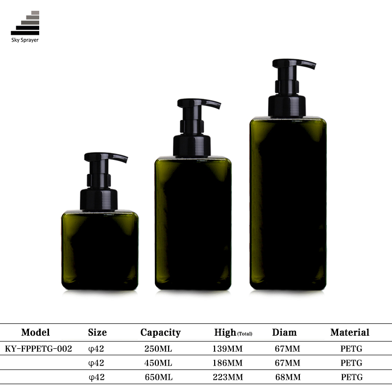 Factory Custom Airless 250ml/450ml/650ml Square Plastic PETG Foam Pump Bottle Mousse Bubble Bottle