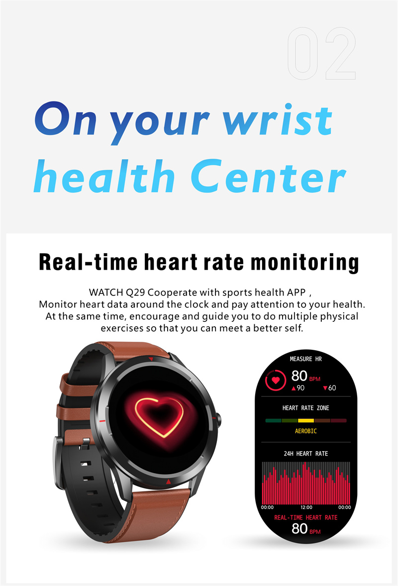 JGo Smart Watch Q29 Hot Selling Ip68 Waterproof Smartwatch Heart Rate Blood Pressure Blood Oxygen Mobil Smart Watch