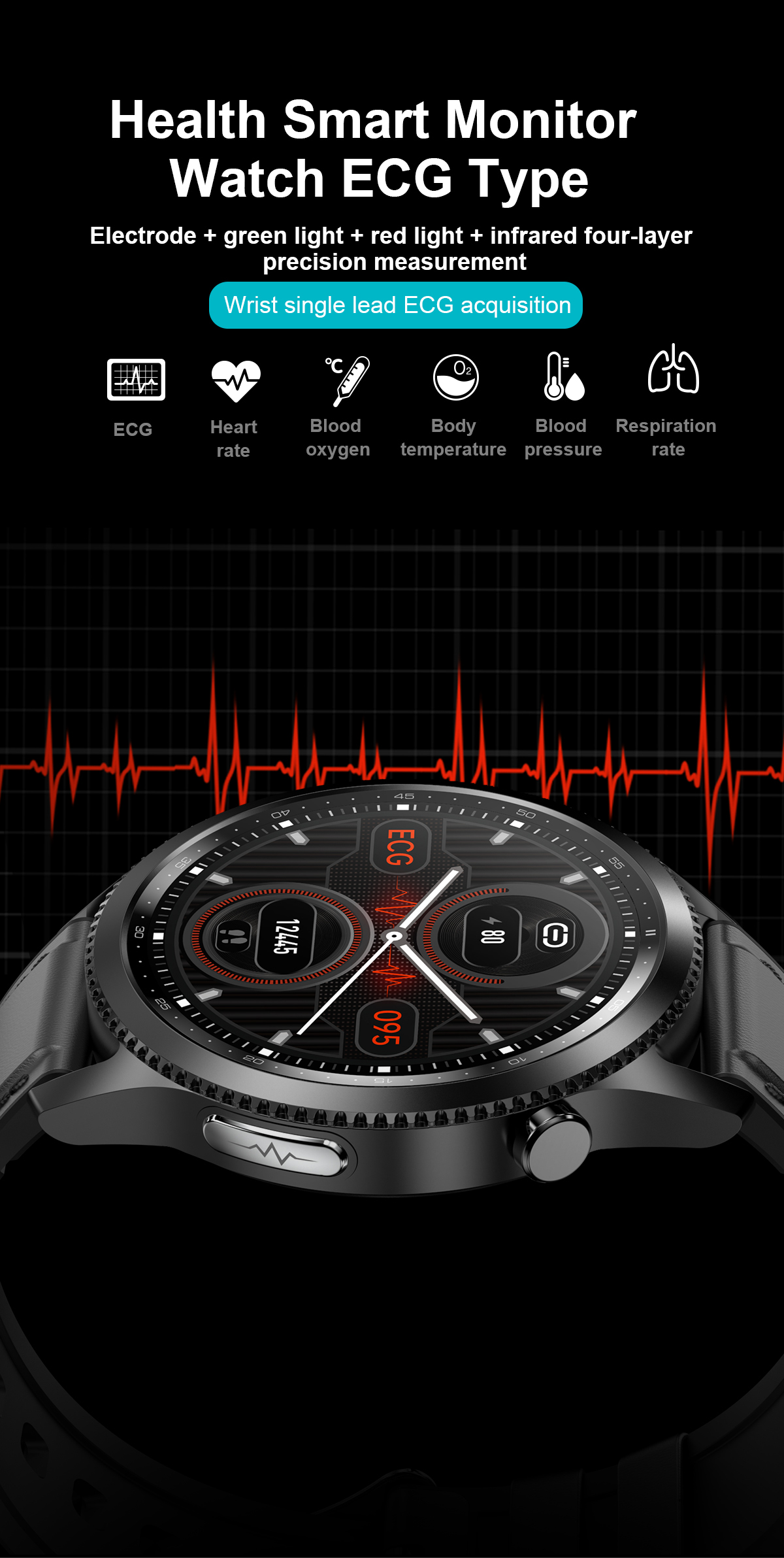 2021 New ECG PPG Blood Oxygen SmartWatch Smart Fitness Watch Blood Pressure Heart Rate SmartWatches Smart watch