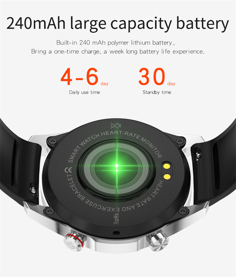 JGo Smart Watch E12 Men Make Call Custom Dial Full Touch Screen Waterproof Sports Fitness Tracker Smartwatch For Android IOS