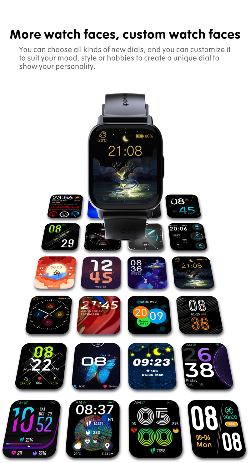 JGo SmartWatch QS16pro Square Screen Fitness Tracker Wristband Body Temperature smart watch