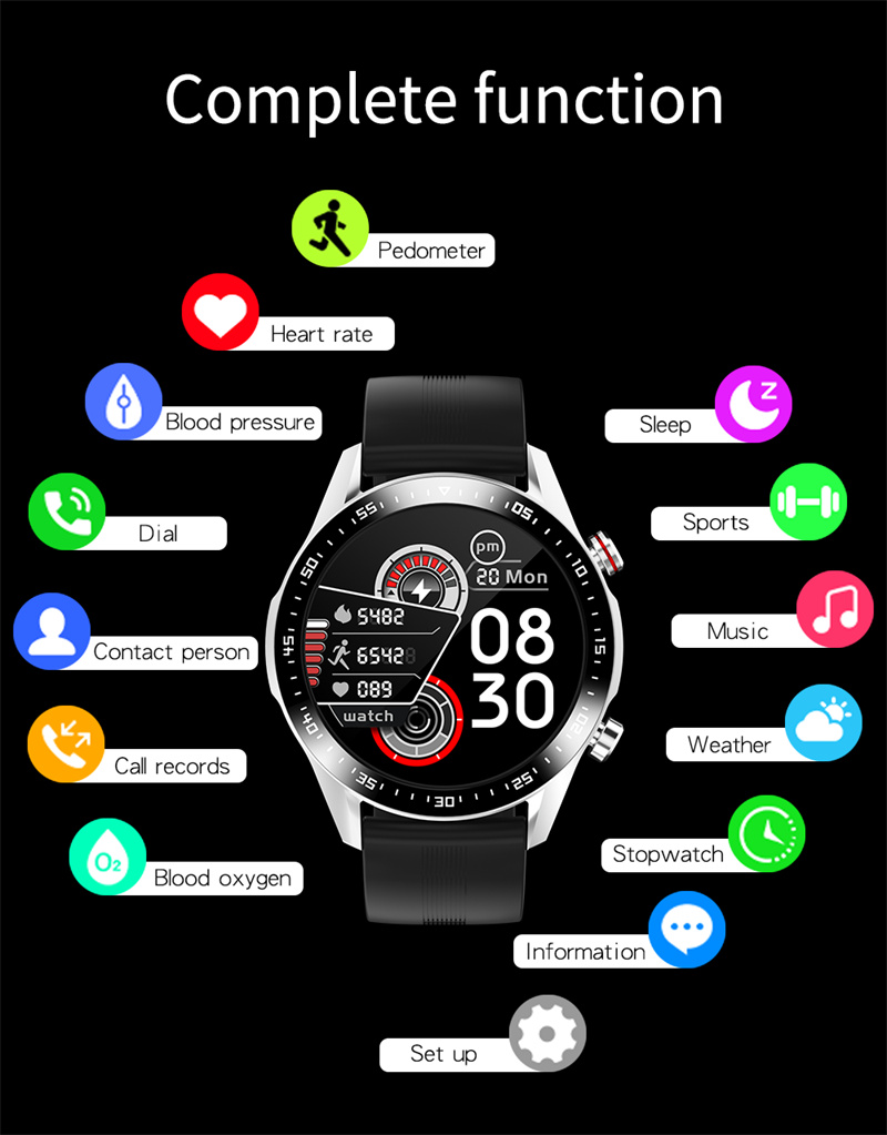 JGo Smart Watch E12 Men Make Call Custom Dial Full Touch Screen Waterproof Sports Fitness Tracker Smartwatch For Android IOS