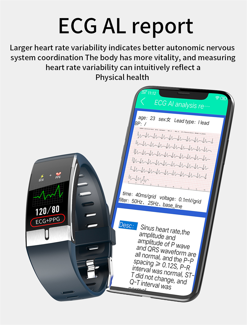 JGo smart watch E66 ECG PPG IP68 waterproof body temperature monitor smart bracelet health thermometer sdk smartwatch
