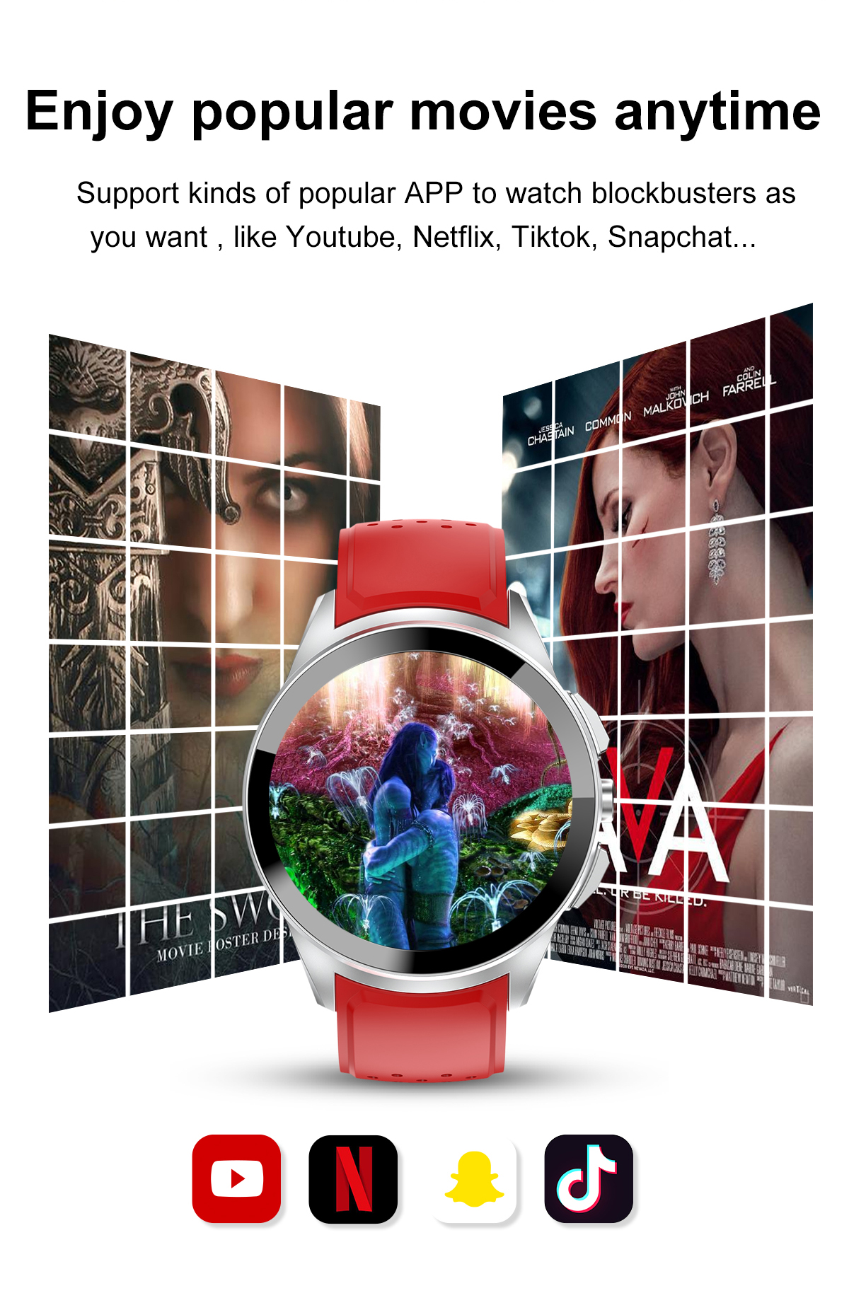 JGo 4G Smart Watch Sim Card AMOLED HD Camera GPS Android WIFI 16G Phone Calling Health Tracking Smartwatch LT10