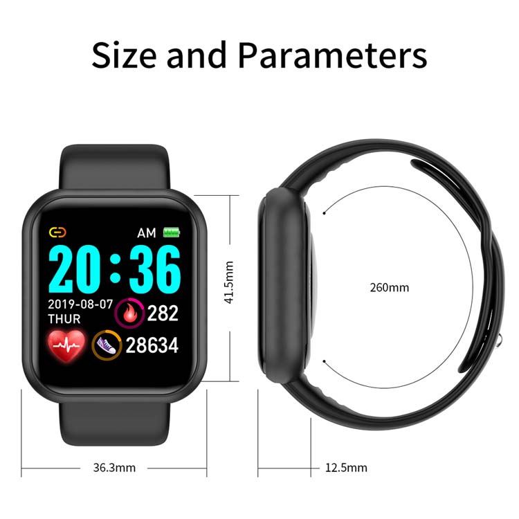 Smart Watch Heart Rate Blood Pressure Sports Smart Bracelet Sleep Tracker Step Counter D20 Y68 PK D18