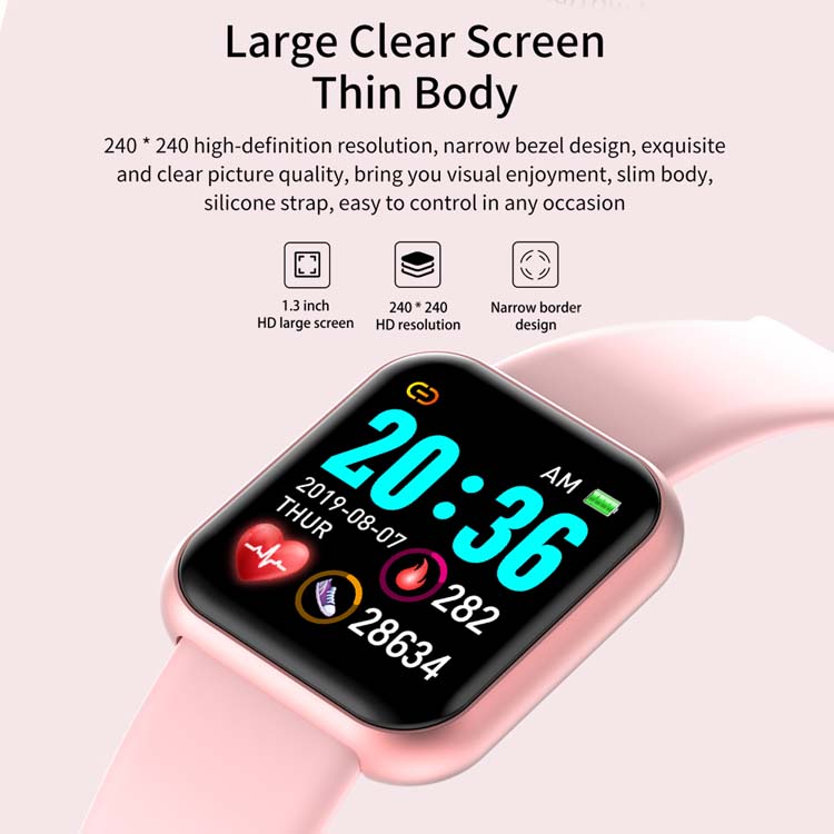 Smart Watch Heart Rate Blood Pressure Sports Smart Bracelet Sleep Tracker Step Counter D20 Y68 PK D18