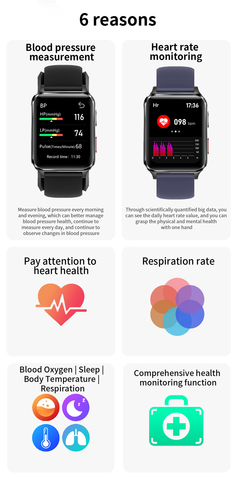 JGo 2022 Amazing smart watch reloj inteligente air pump blood pressure monitor true ecg smartwatch health watch S6