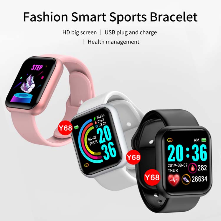 Hot selling Y68 Reloj Inteligente Sports Waterproof Band Smart Watch D20 Fitness Tracker
