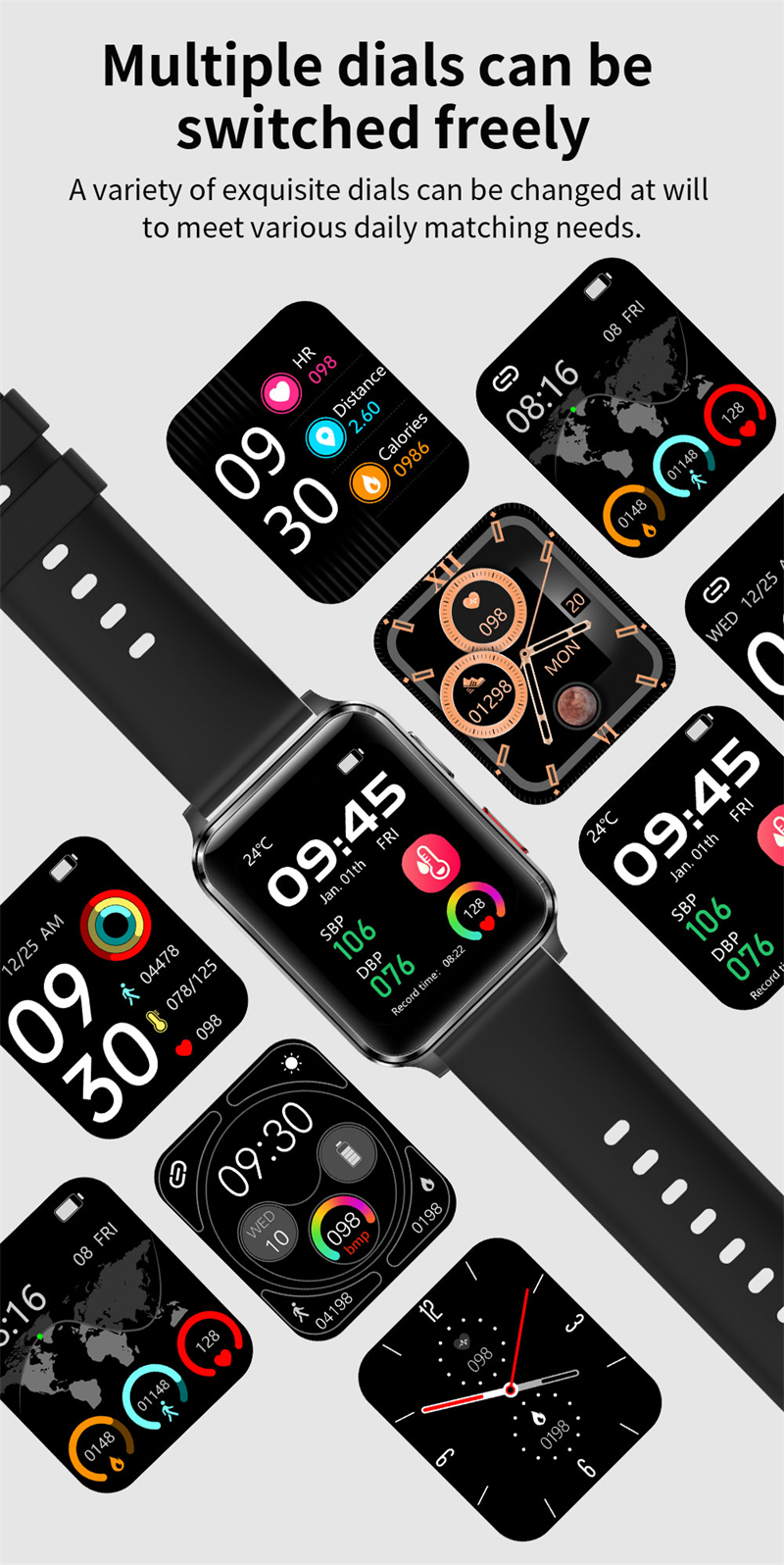 JGo 2022 Amazing smart watch reloj inteligente air pump blood pressure monitor true ecg smartwatch health watch S6