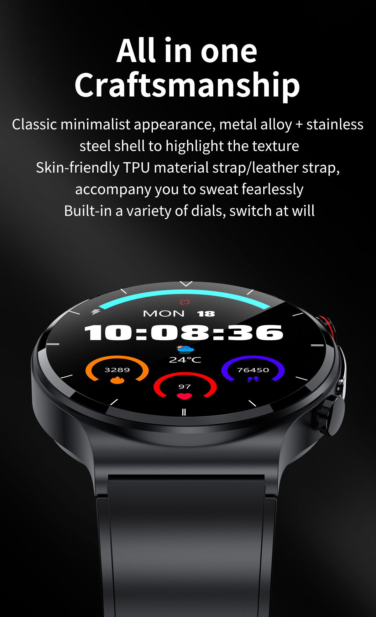 Spo2 ECG PPG Waterproof IP68 Blood Pressure Sport Smart Watch Bracelet For Man Women