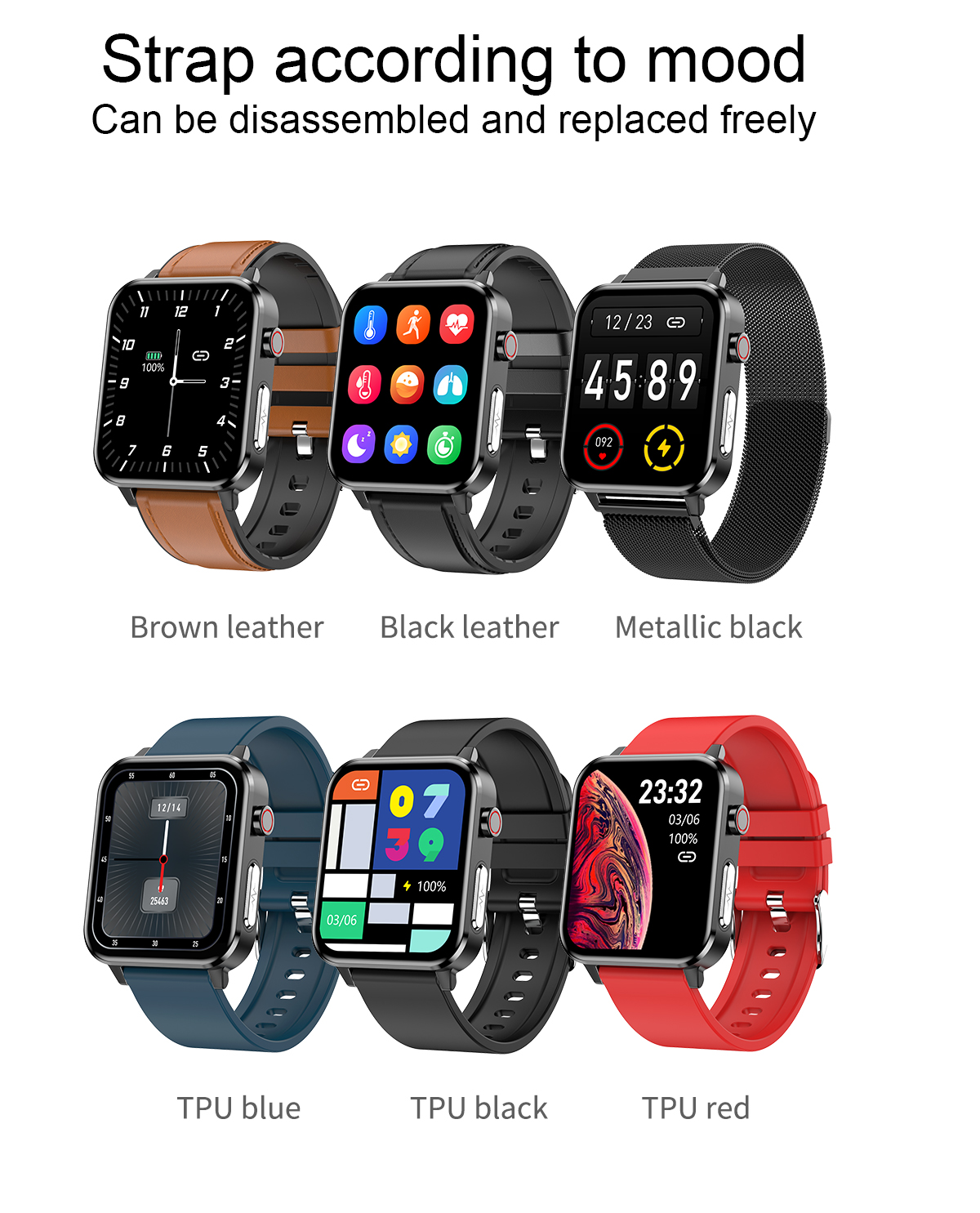 1.7 inch Screen Multi Dial ECG PPG E86 Body Temperature Health Monitor Fashion Smart Bracelet Watch