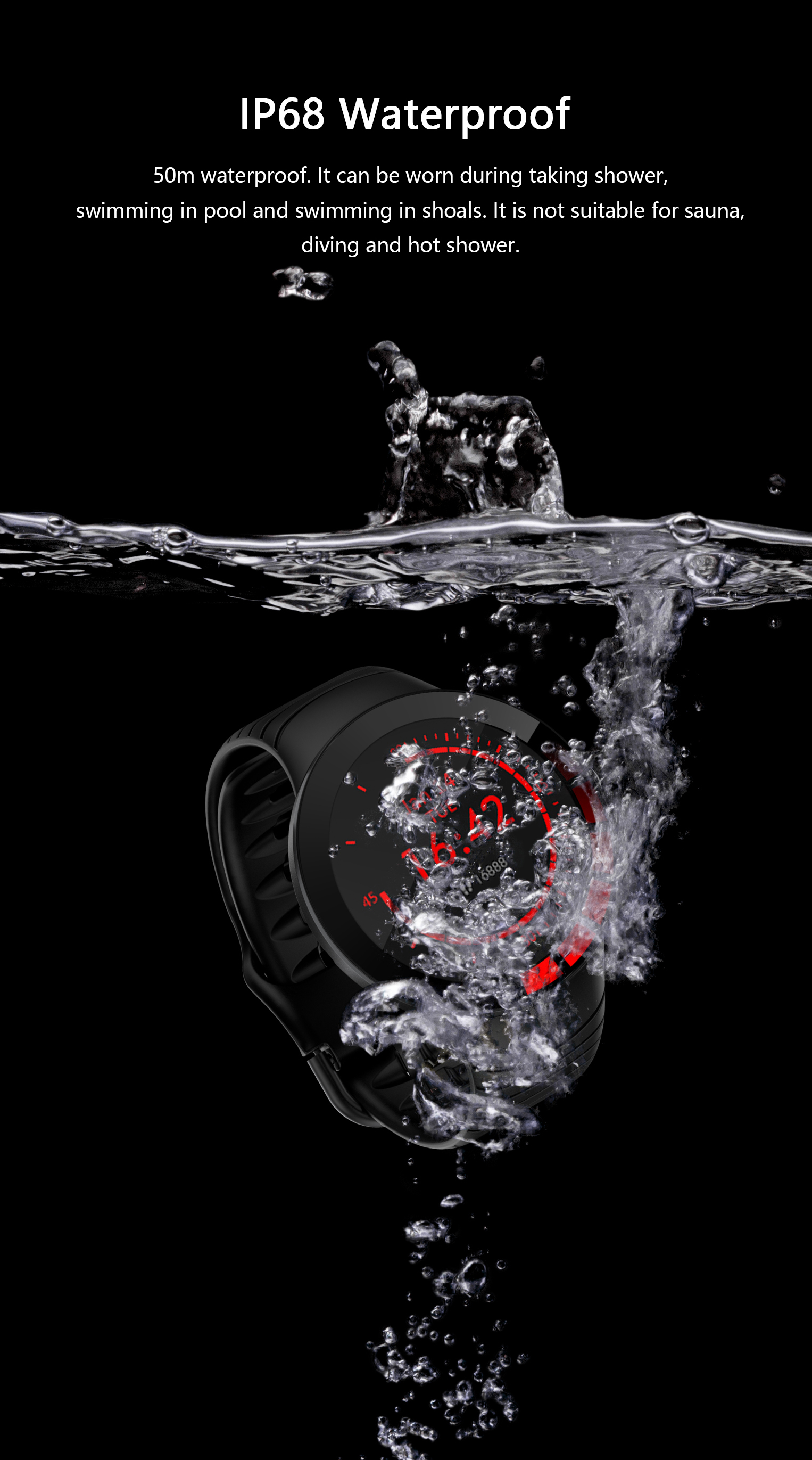JGo Smartwatch E3 Full Touch Screen IP68 Waterproof Cheap Blood Pressure Heart Rate Customize Smart Bracelet forMan Women