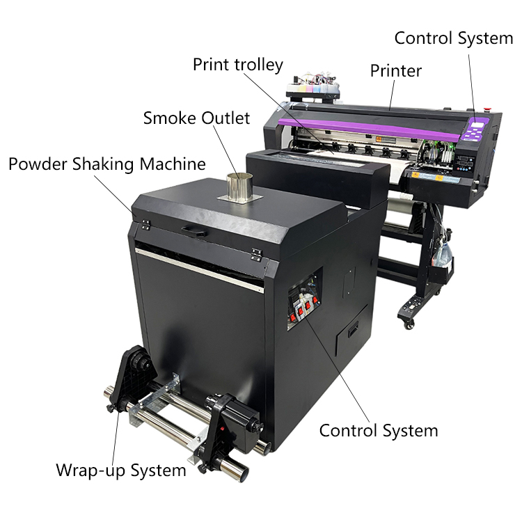 60cm Digital T Shirt Textile Printing Machine Heat PET film DTF printer with 4720 Print Heads suitable for fluorescent ink