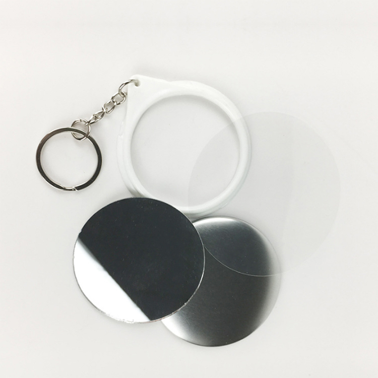 Sublimation blanks small badge mirror 58mm compact mirror blank with keyring
