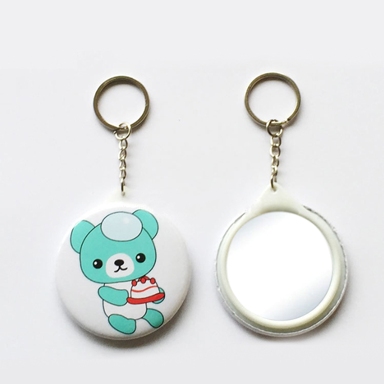 Sublimation blanks small badge mirror 58mm compact mirror blank with keyring
