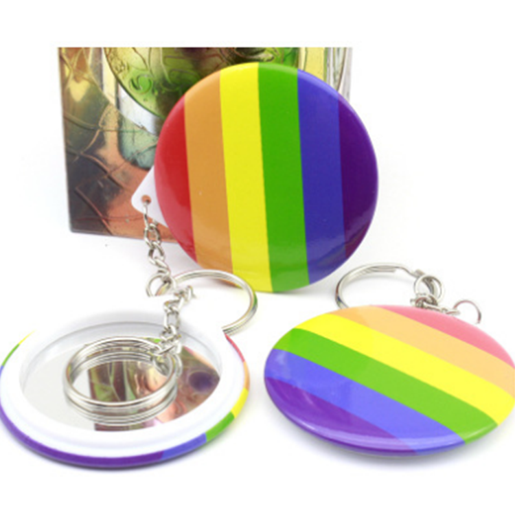 Custom Blank Small Makeup Mirror Keychain, Sublimation Blank Metal Keyring Key Chain With Mirror