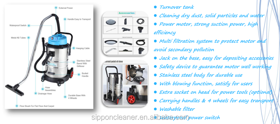 50L wet dry vacuum cleaner for industrial use