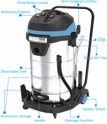 Strong suction Industrial wet and dry vacuum cleaner with Cinderson motor