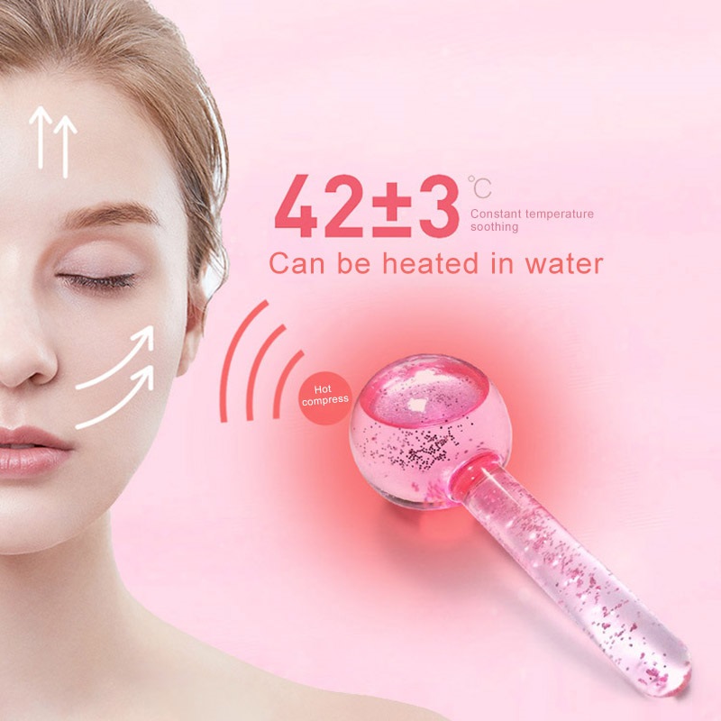 IFINE Beauty Face Ice Globes Reduce Puffiness and Dark Circles Facial Globes for Massage Tool Pink Ice Globes