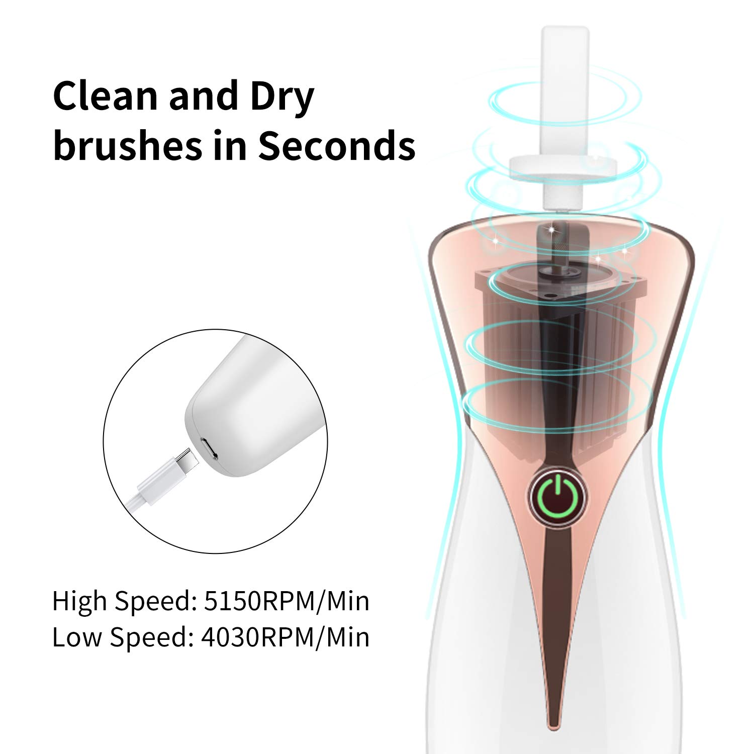 IFINE beauty USB rechargeable Automatic spinning electric brush clean tool Makeup Brush Cleaner and Dryer