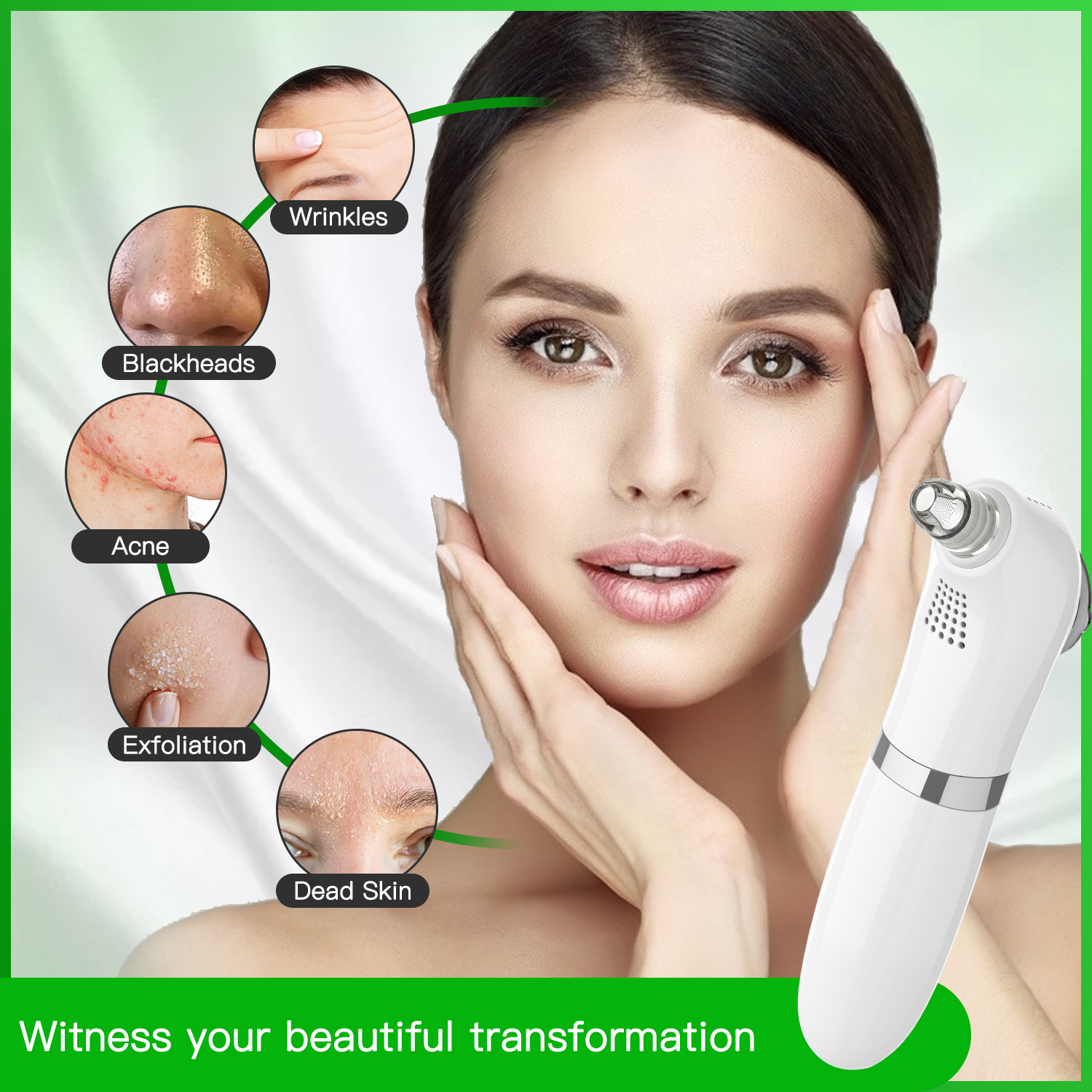 Skin care Hot Cold facial massage Blackhead Remover Vacuum acne treatment Facial Pore Cleaner LCD visual Blackheads Remover tool