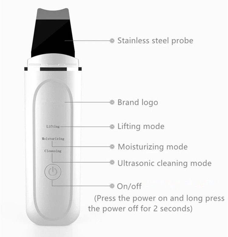 Professional Exfoliating Spatula Facial Ultrasonic Skin Scrubber Deep Cleansing Skin Face Cleaner Electric Skin Care Beauty Tool