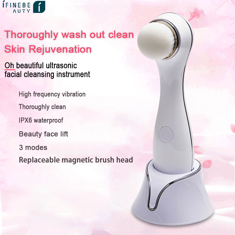 IFINE Beauty Ultrasonic Skin Cleanser Vibrating Waterproof For Deep Pore cleaning Sonic Electric Face Brush Facial Cleansing