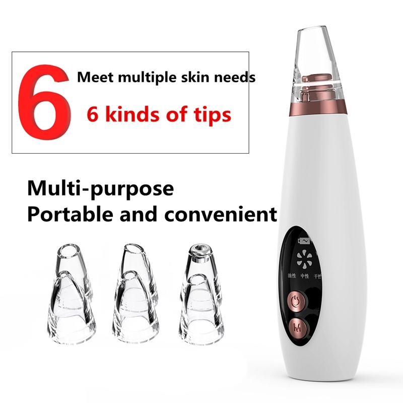 IFINE Beauty 6 Heads Suction Blackhead Remover Vacuum Skin Care Pore Deep Cleansing USB Rechargeable Blackhead Remover Tools