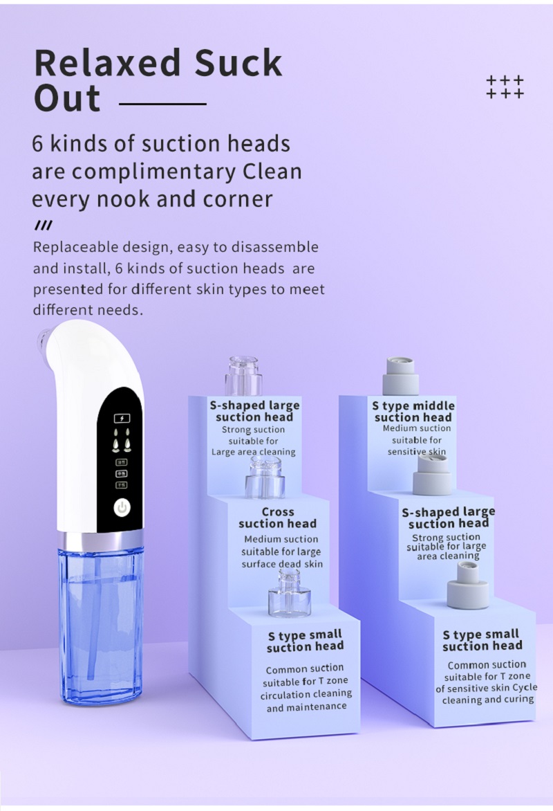 Facial Vacuum Suction Visual Blackhead Pore Cleaner Electric Small Bubble Water Circulation Shrink Pore Beauty Device