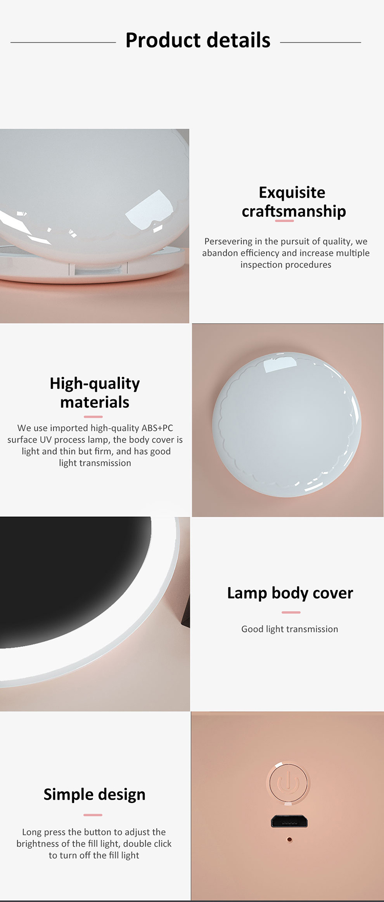 IFINE Beauty Newest OEM Touch Screen Makeup Mirror With LED Mini Folding Portable Vanity With Led Light Makeup Mirror