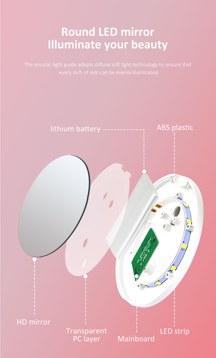 IFINE Beauty Newest OEM Touch Screen Makeup Mirror With LED Mini Folding Portable Vanity With Led Light Makeup Mirror