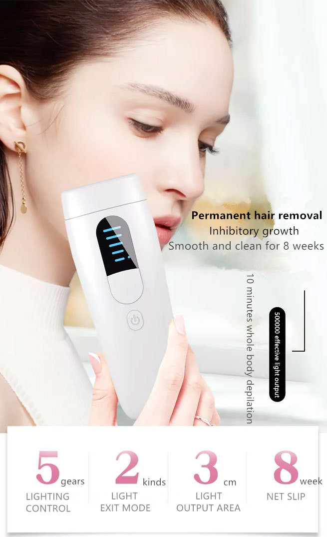 Home hand-held IPL painless and skin-free epilator, two-mode pulse to satisfy permanent hair removal everywhere in the body