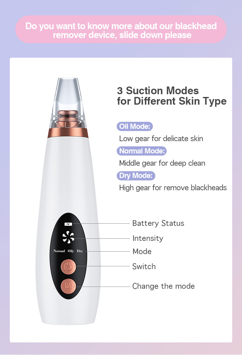 IFINE Beauty Hand-Held Private Label Blackhead Remover With Vacuum Suction Pore Cleanser USB Rechargeable Blackhead Remover Kit