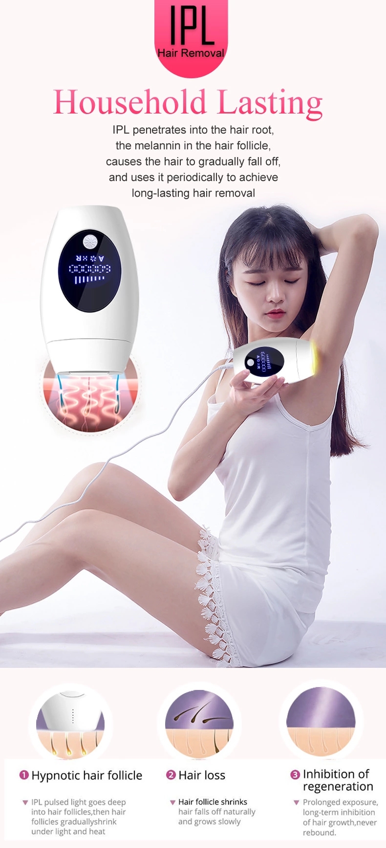 Home Use New Beauty Best Portable laser IPL hair removal machine for Body Permanent Facial Hair Removal