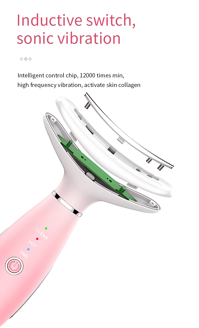 2021 new color light neck removing and beautifying instrument household face EMS micro current massage instrument