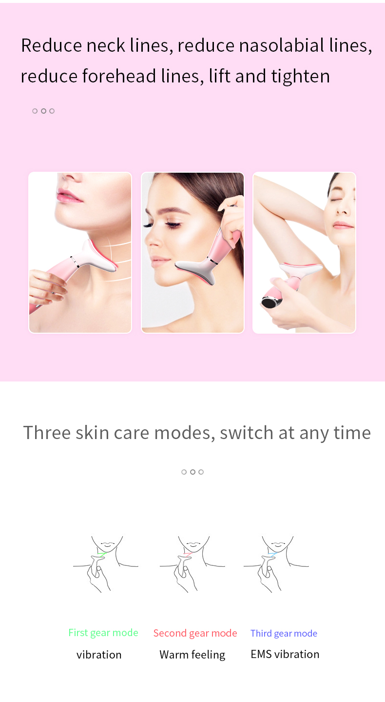2021 new color light neck removing and beautifying instrument household face EMS micro current massage instrument