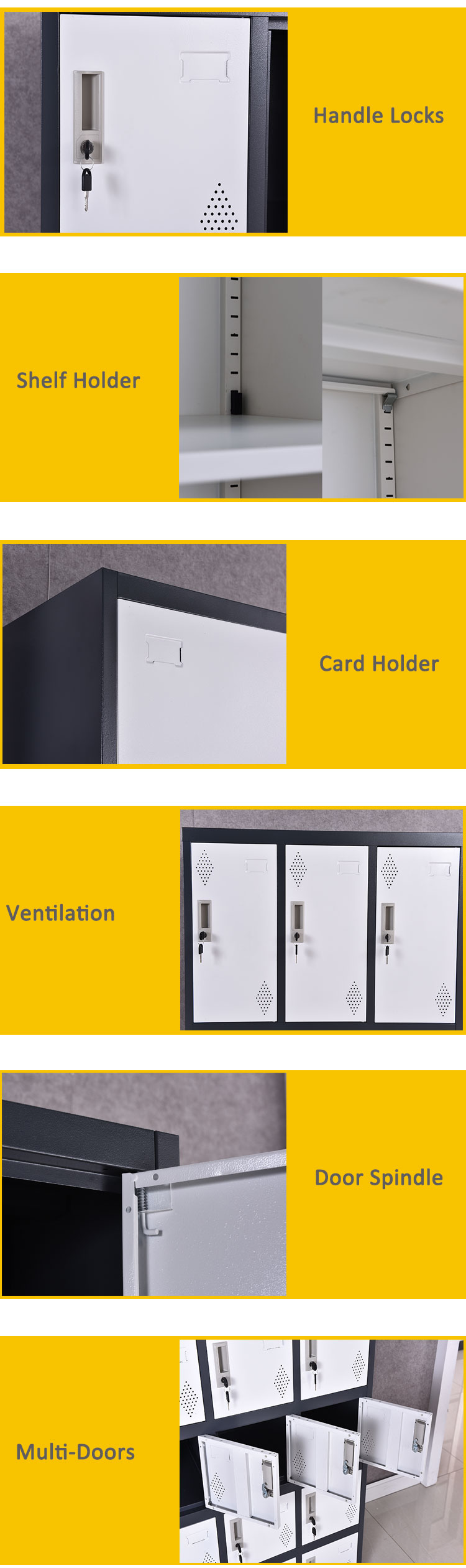 Mini Locker Storage 6 Door Office Employee Low Cabinet for Small Stuff Storage